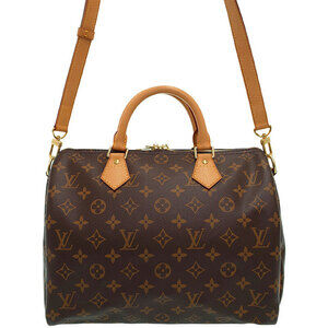 Louis Vuitton 2way Leather Monogram Speedy Bandouliere Bag Brown
